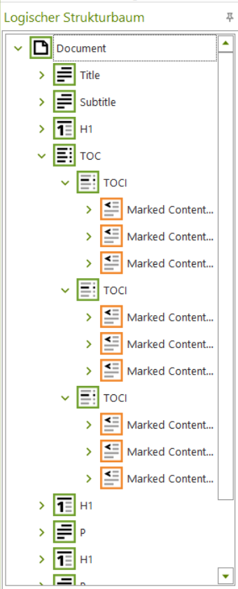 Screenshot aus axesPDF: Logischer Strukturbaum