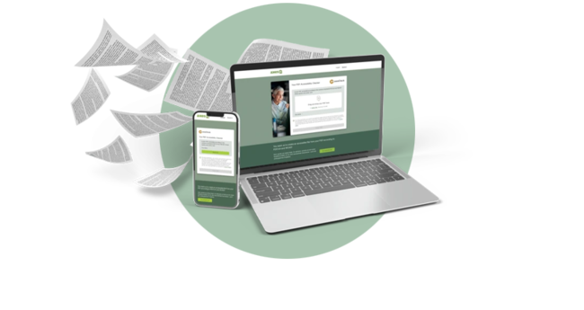 Laptop und Smartphone mit Unterlagen