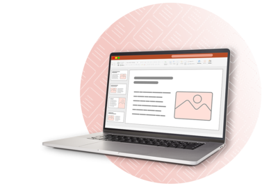 Junge Frau mit orangefarbener Bluse hält einen Laptop