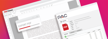 Benutzeroberfläche von PAC und ein Dokument, das gerade zu einem PDF konvertiert wird.