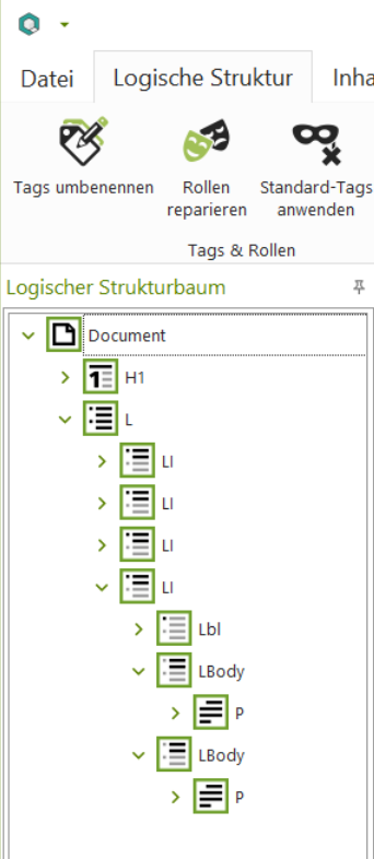 Screenshot axesPDF: Logischer Strukturbaum