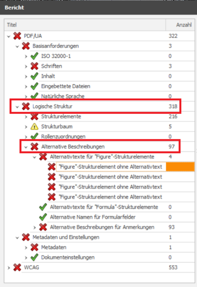 Bildschirmfoto des Aufgabenbereich-Fensters in axesPDF. Auswahl des Menü-Punktes "Eigenschaften".
