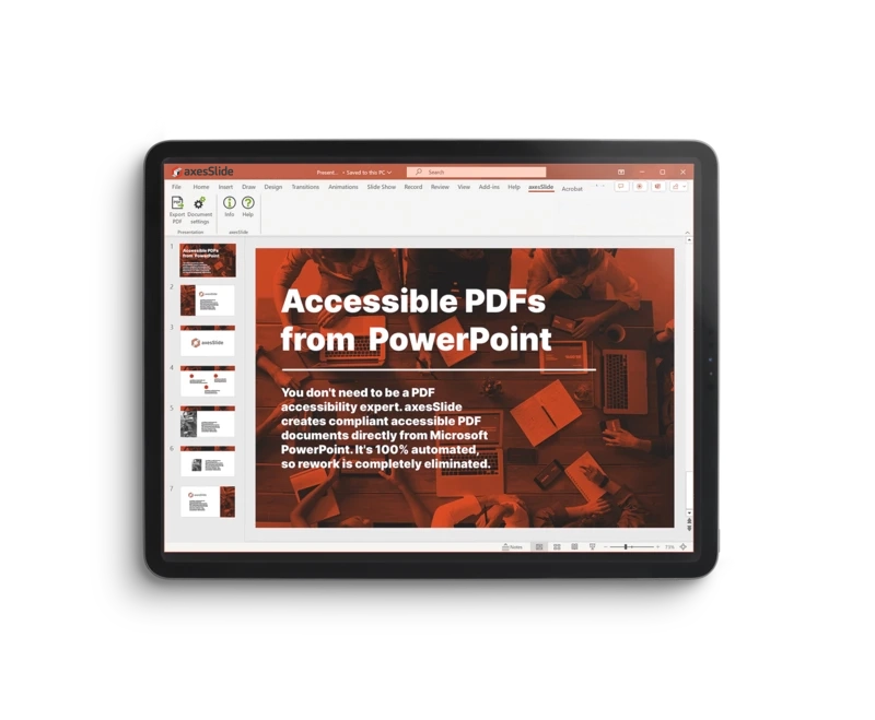 Screen with Microsoft PowerPoint and axesSlide
