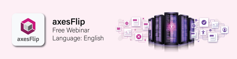 Logo axesFlip. Deutsche Flagge. Visualisierung des Barrierefreiheitlogos an einem Laptop